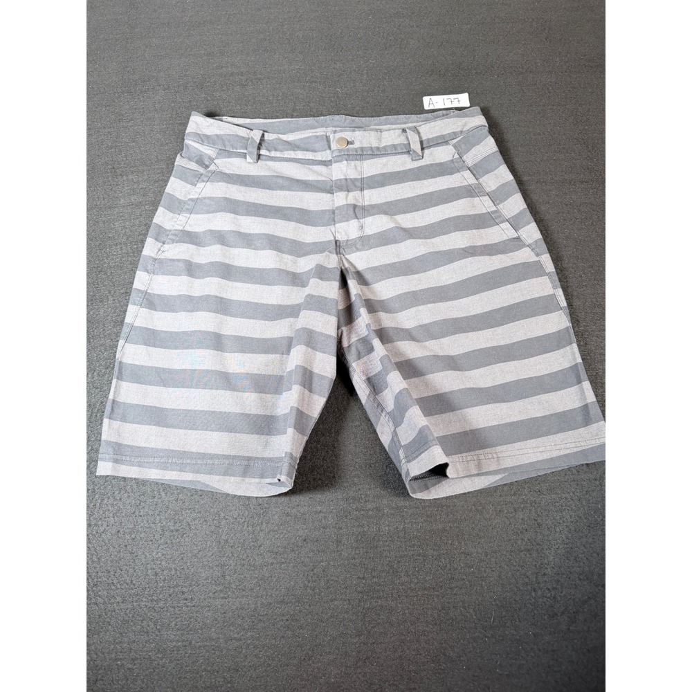 Lululemon Athletica Commission Shorts Mens 36 Grey White Striped Casual Chino